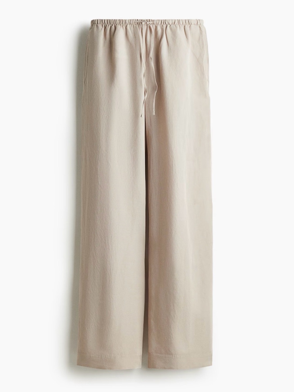H&M Light Beige Wide-Leg Drawstring Pants